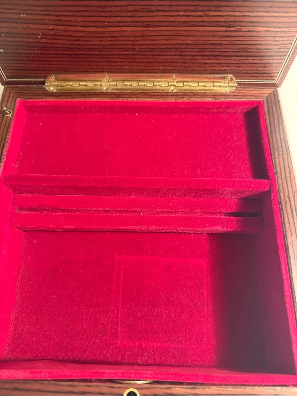 Vintage Italian Wooden Music Box with Floral Inlay